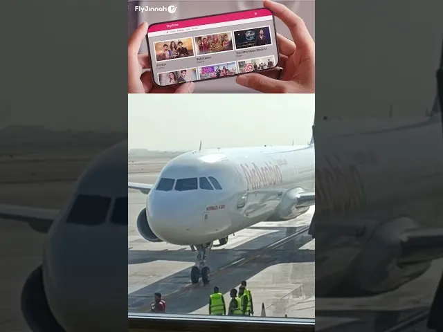 Fly Jinnah airline app interface displayed on smartphone with aircraft