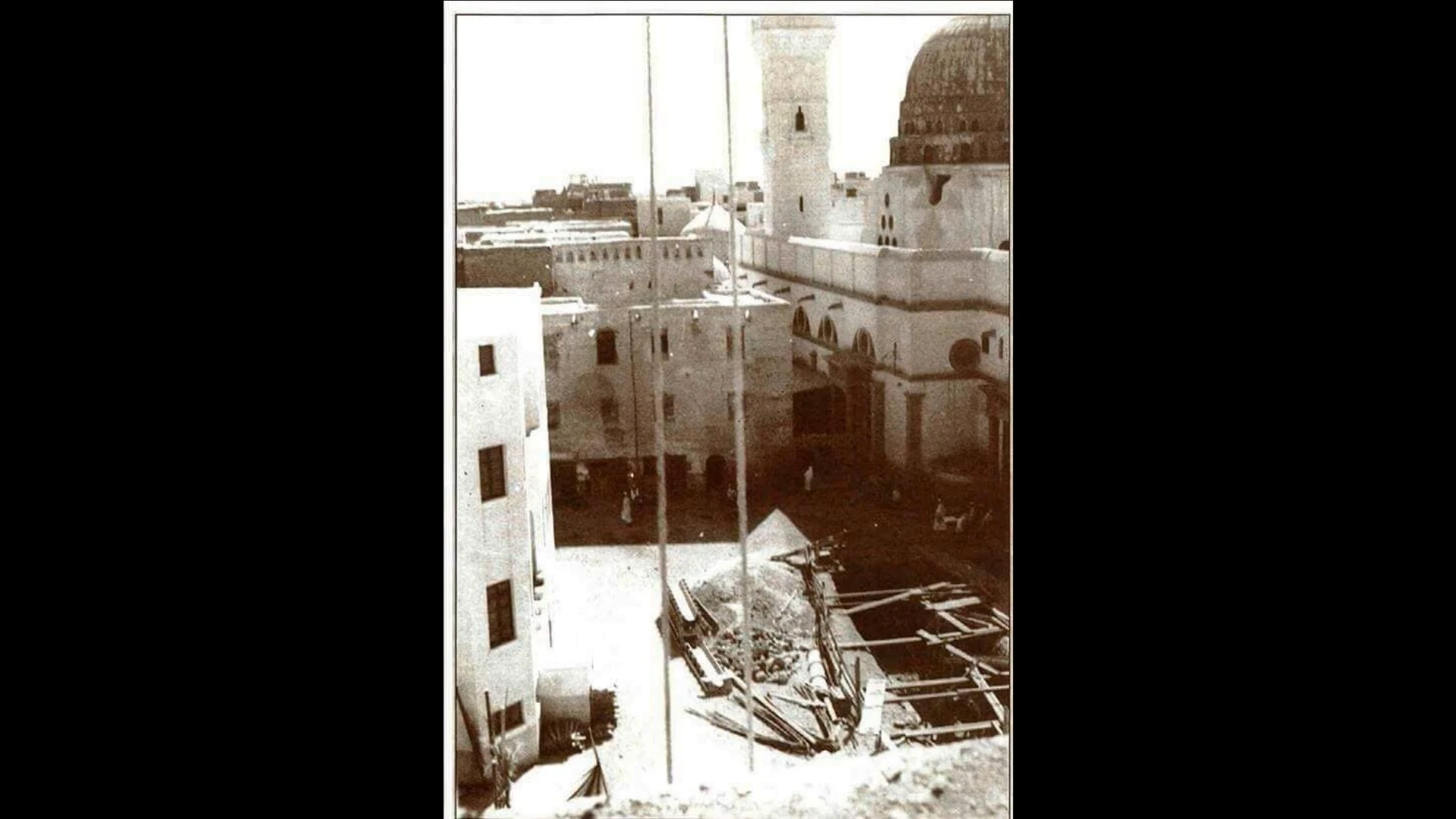 Rare historical photograph of old Masjid Nabawi, the mosque before modern expansion