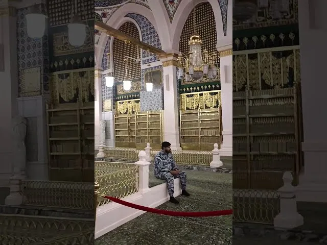 Interior view of Masjid Nabawi showing the area where Ashab al-Suffah originally stayed